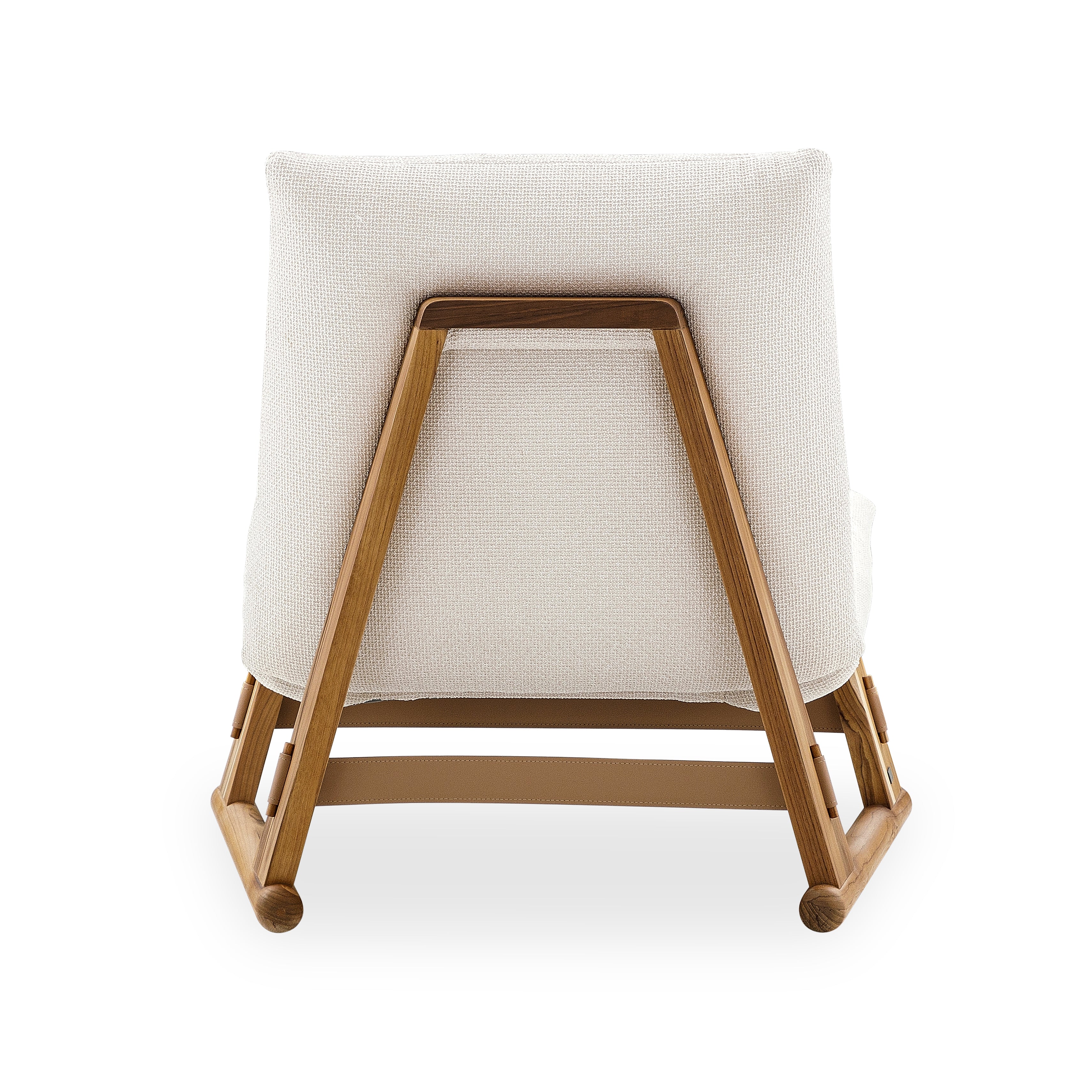 MAIA Armchair in Teak and Light Beige fabric