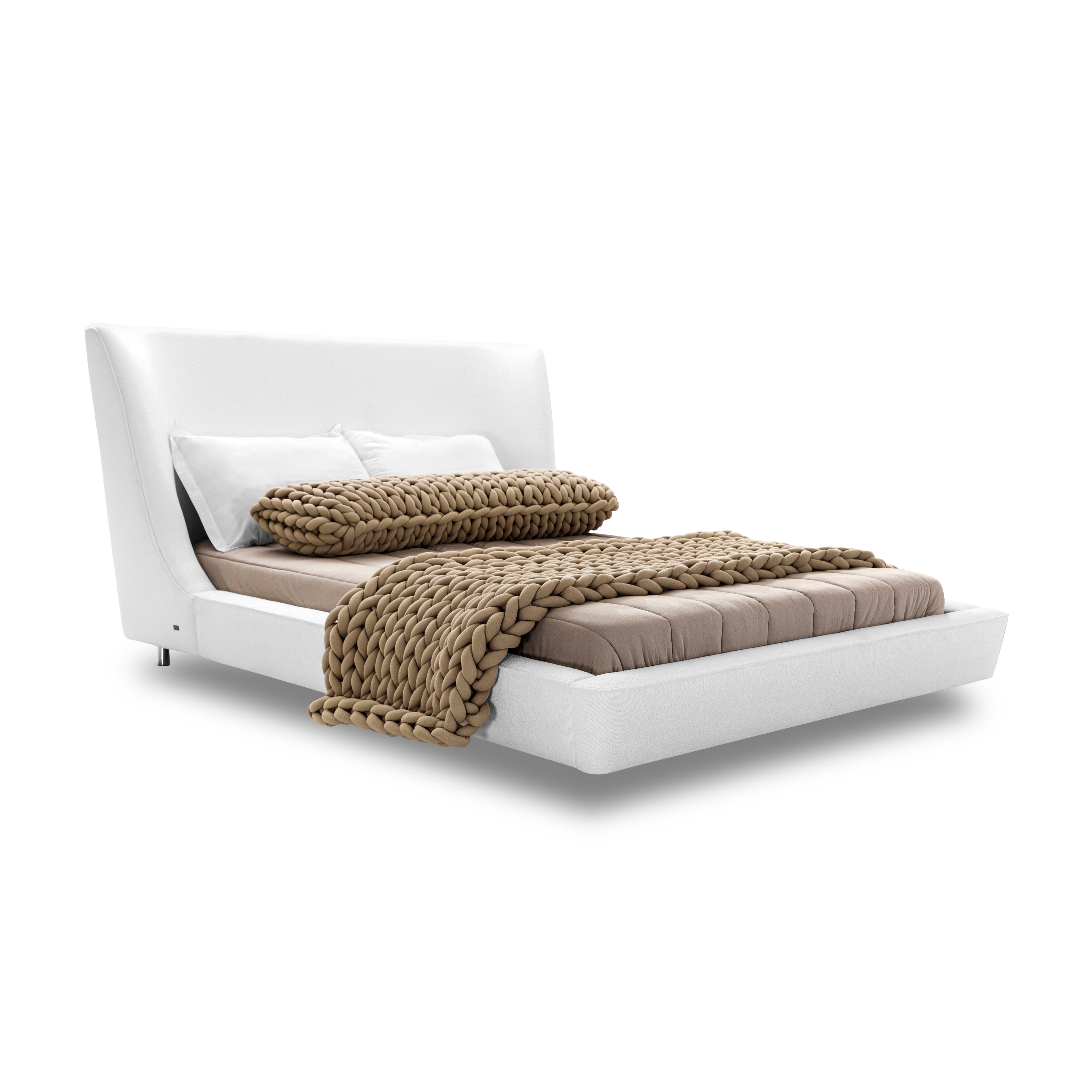 MUSA Queen Bed in Ivory fabric