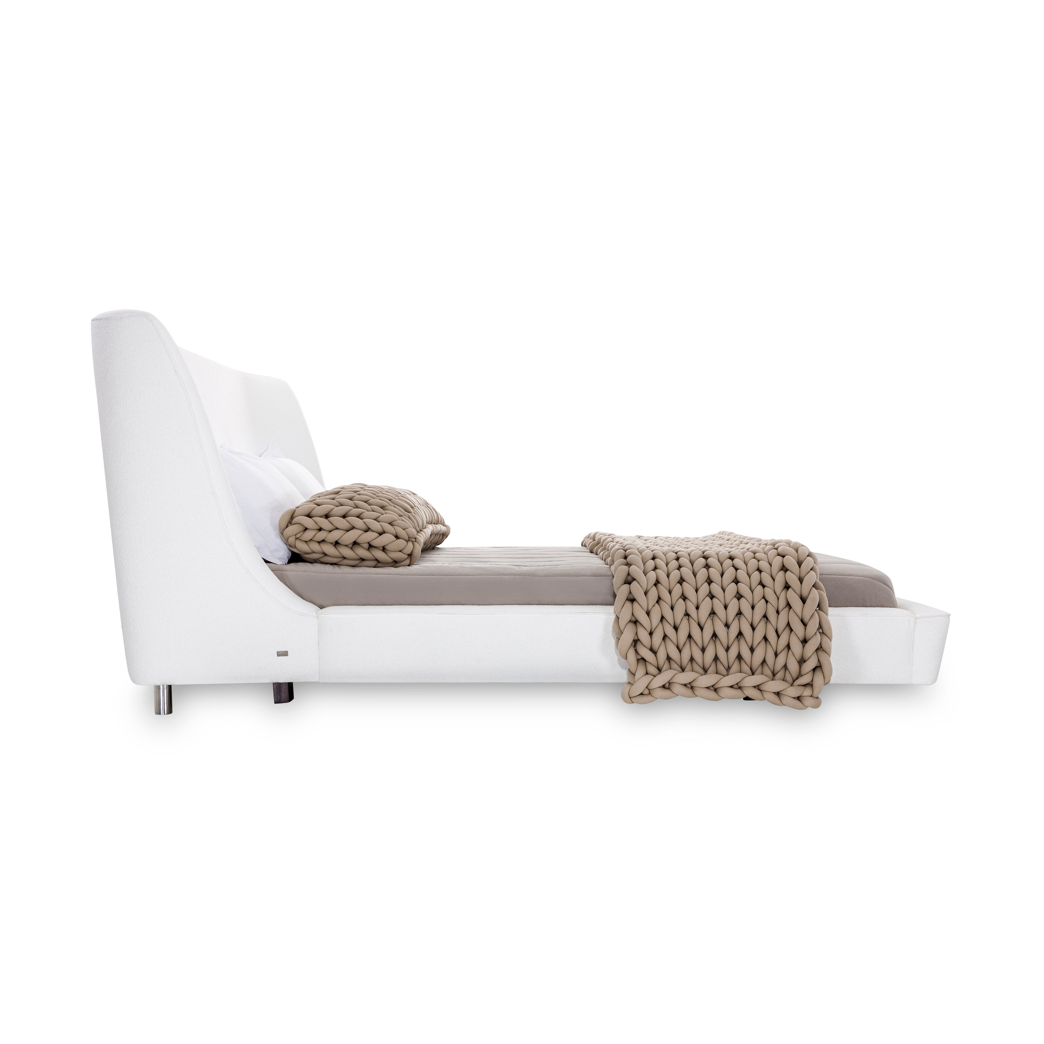 MUSA Queen Bed in Ivory fabric