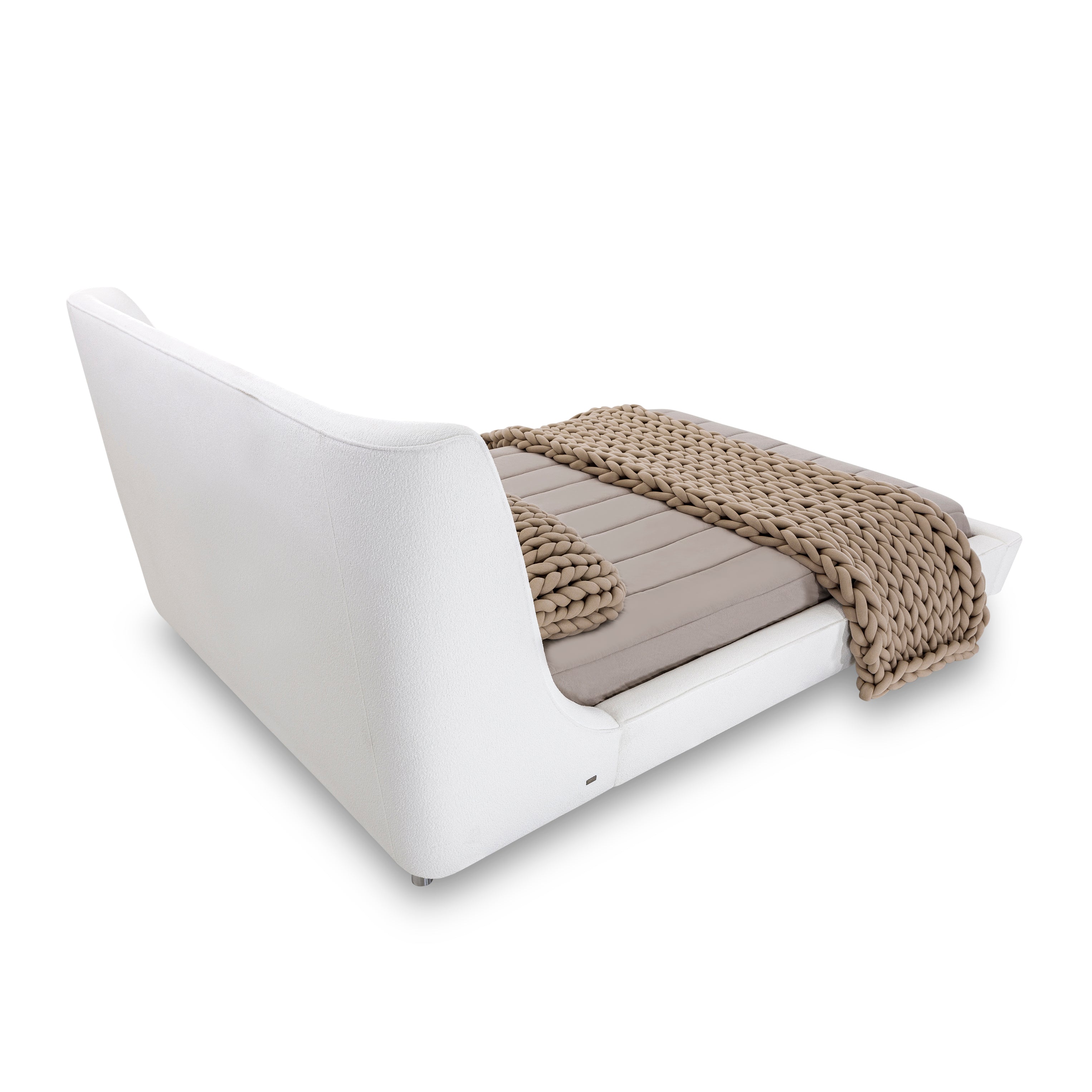 MUSA Queen Bed in Ivory fabric