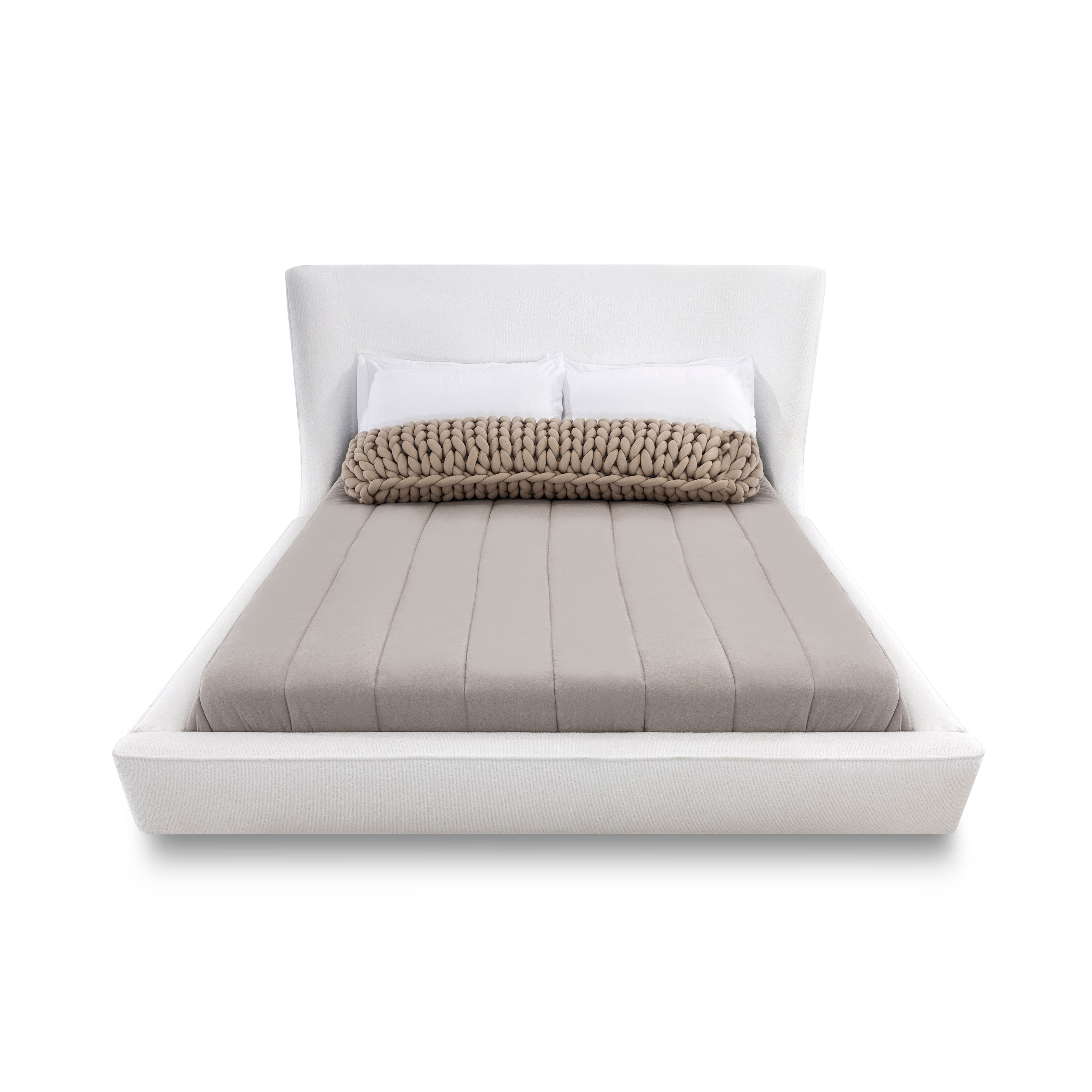 MUSA Queen Bed in Ivory fabric