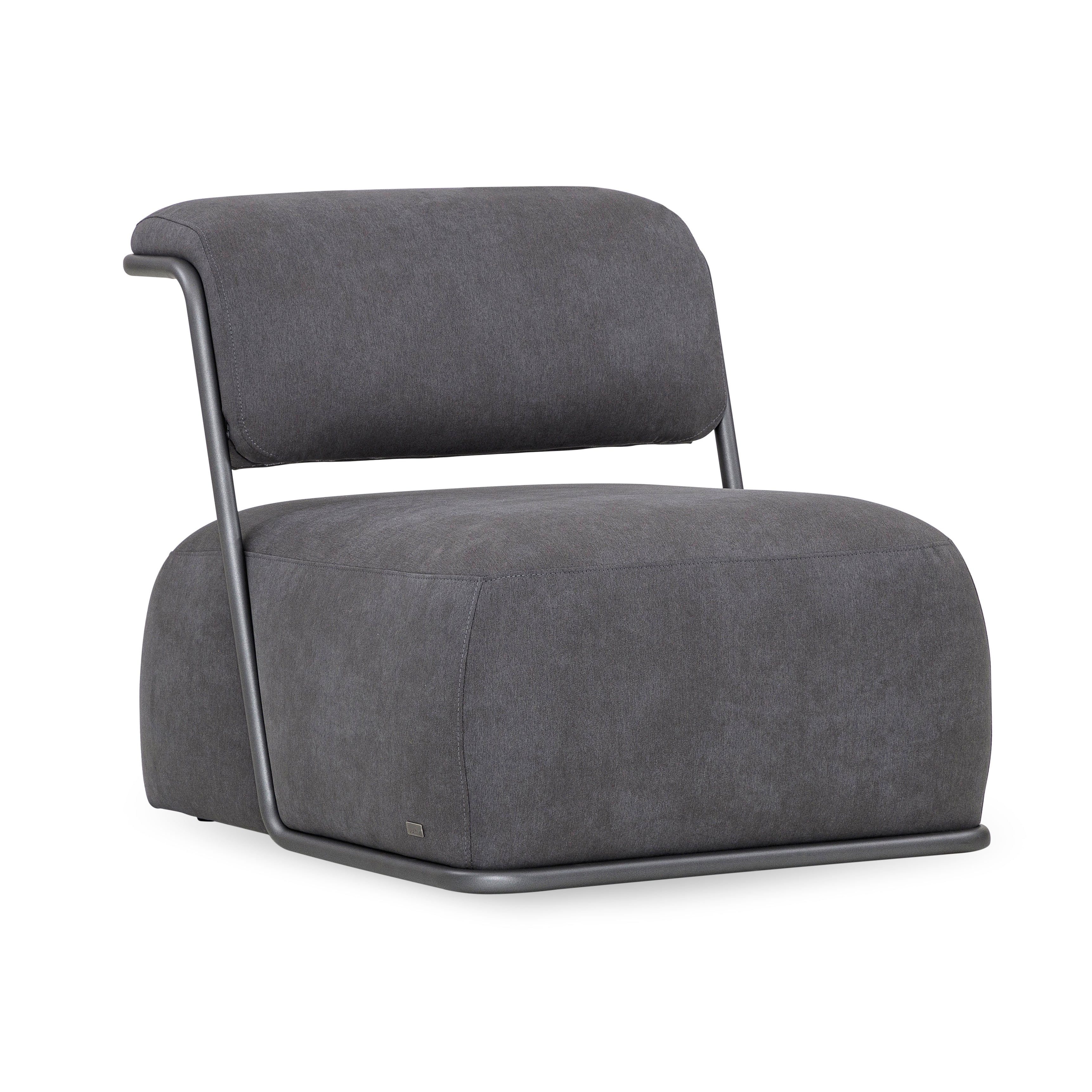 MONO Slipper Chair in Graphite Metal and Dark Gray fabric