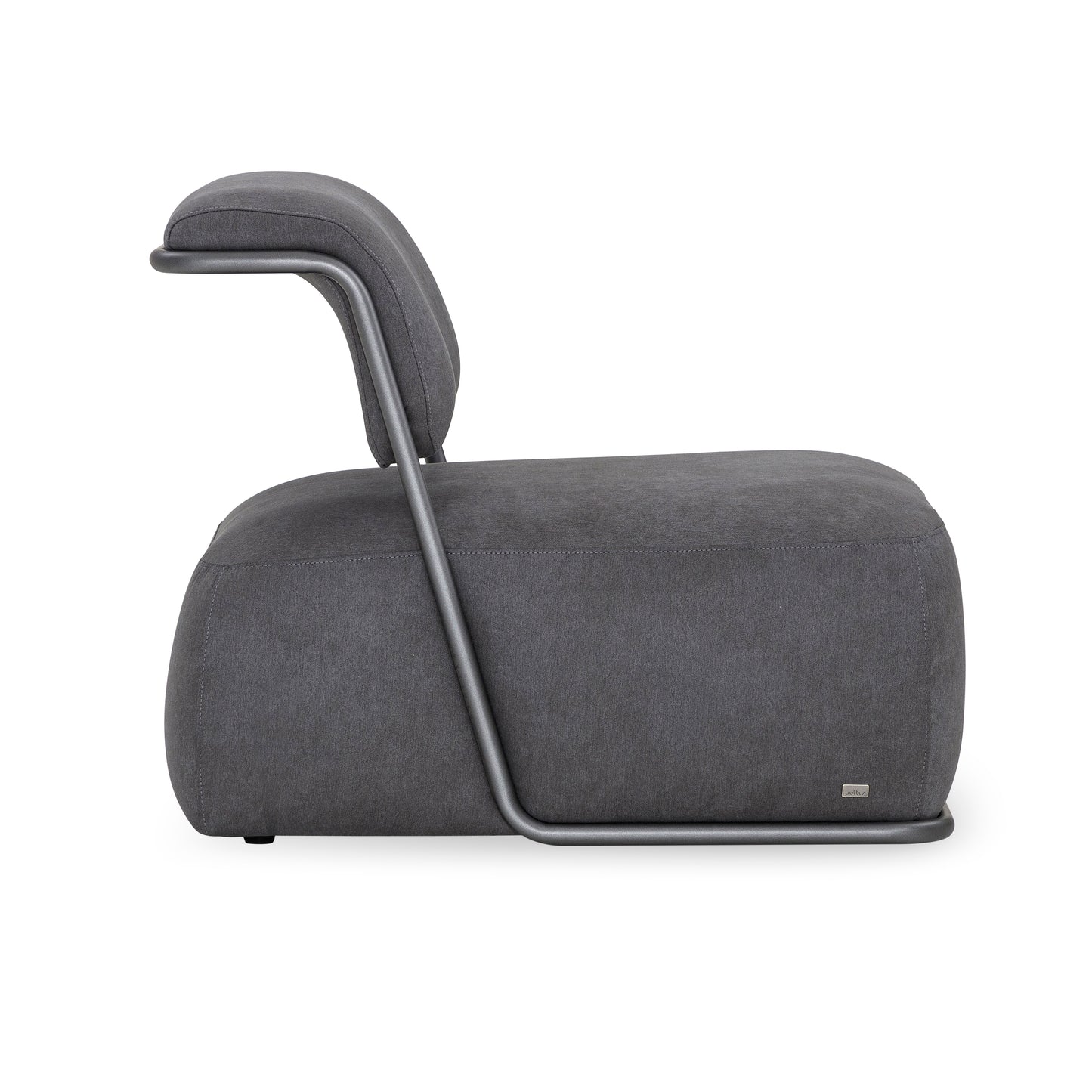 MONO Slipper Chair in Graphite Metal and Dark Gray fabric