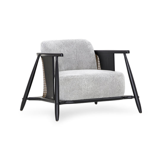 LAGUNA Armchair in Black Oak and Gray Fabric