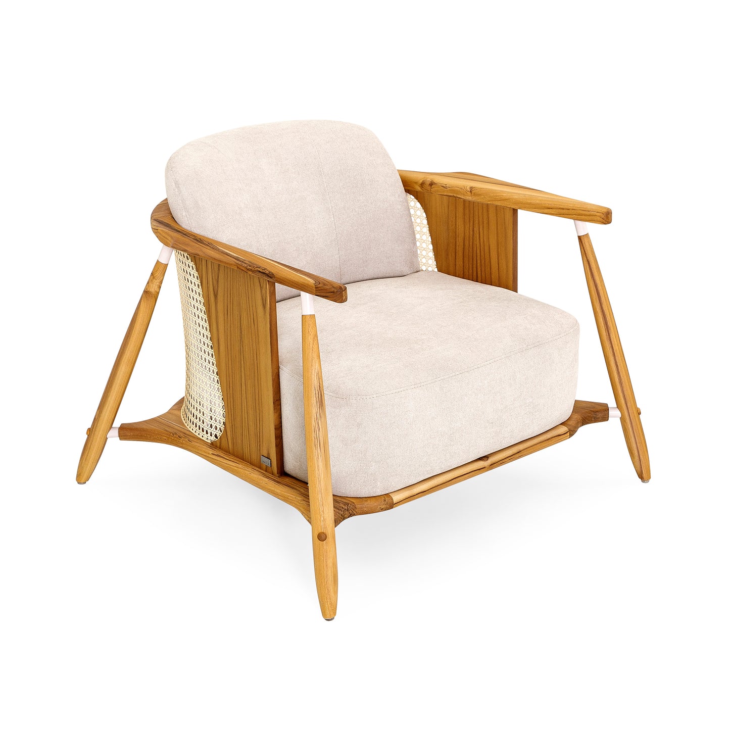 LAGUNA Accent Chair in Teak and Beige Fabric