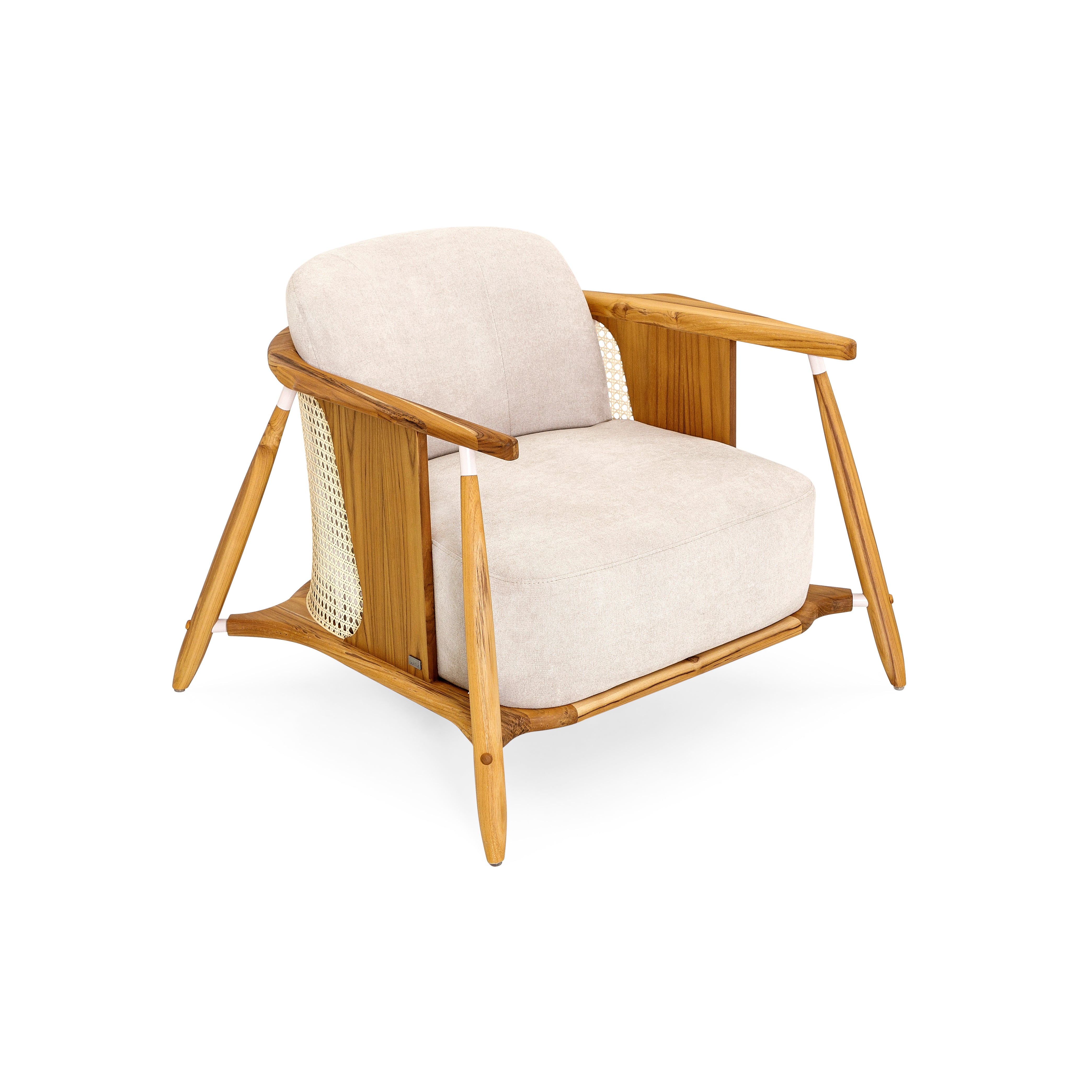 LAGUNA Accent Chair in Teak and Beige Fabric