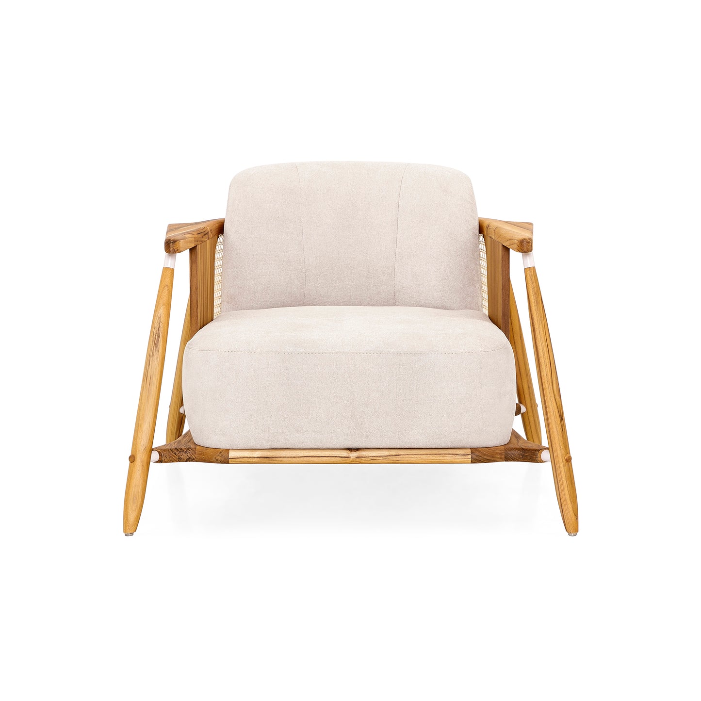 LAGUNA Accent Chair in Teak and Beige Fabric