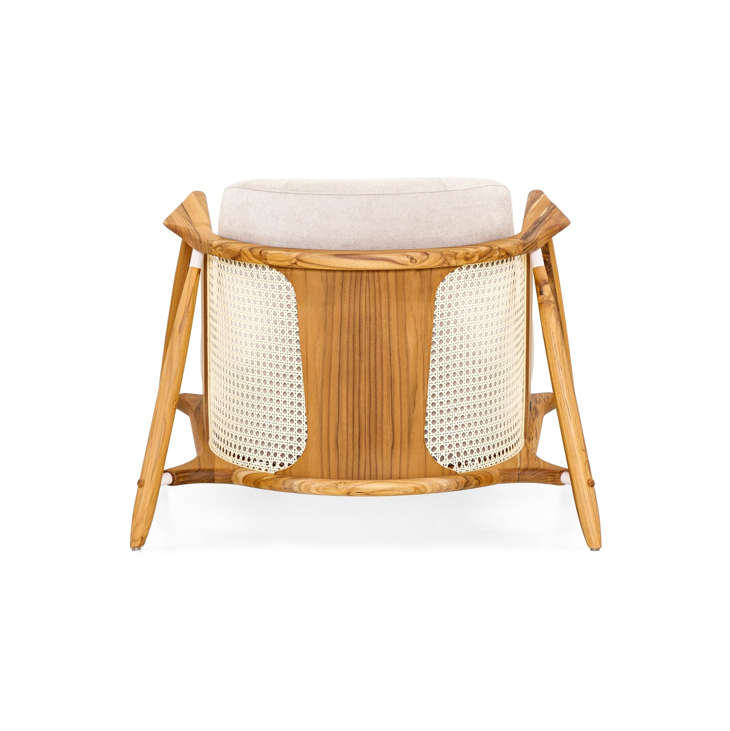 LAGUNA Accent Chair in Teak and Beige Fabric