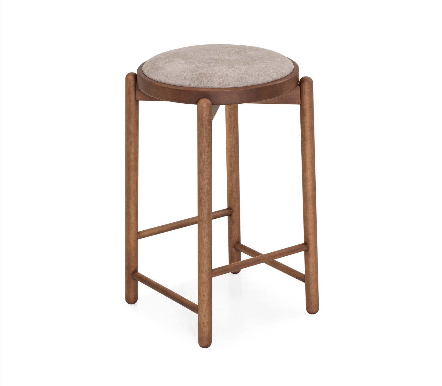 MARU Counter Height Stool in Walnut finish and Brown fabric