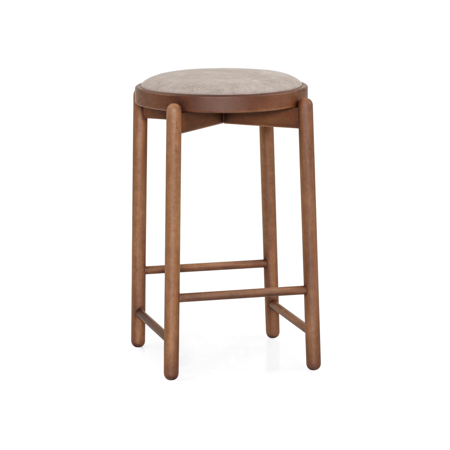 MARU Counter Height Stool in Walnut finish and Brown fabric