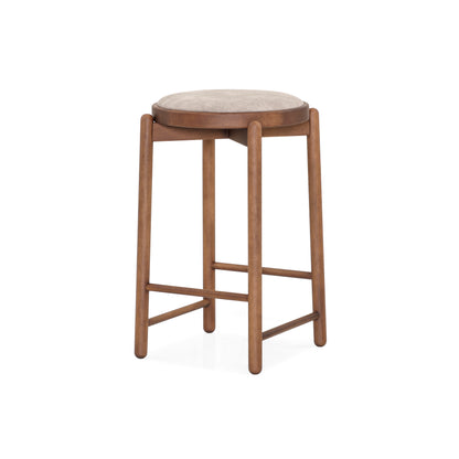 MARU Counter Height Stool in Walnut finish and Brown fabric