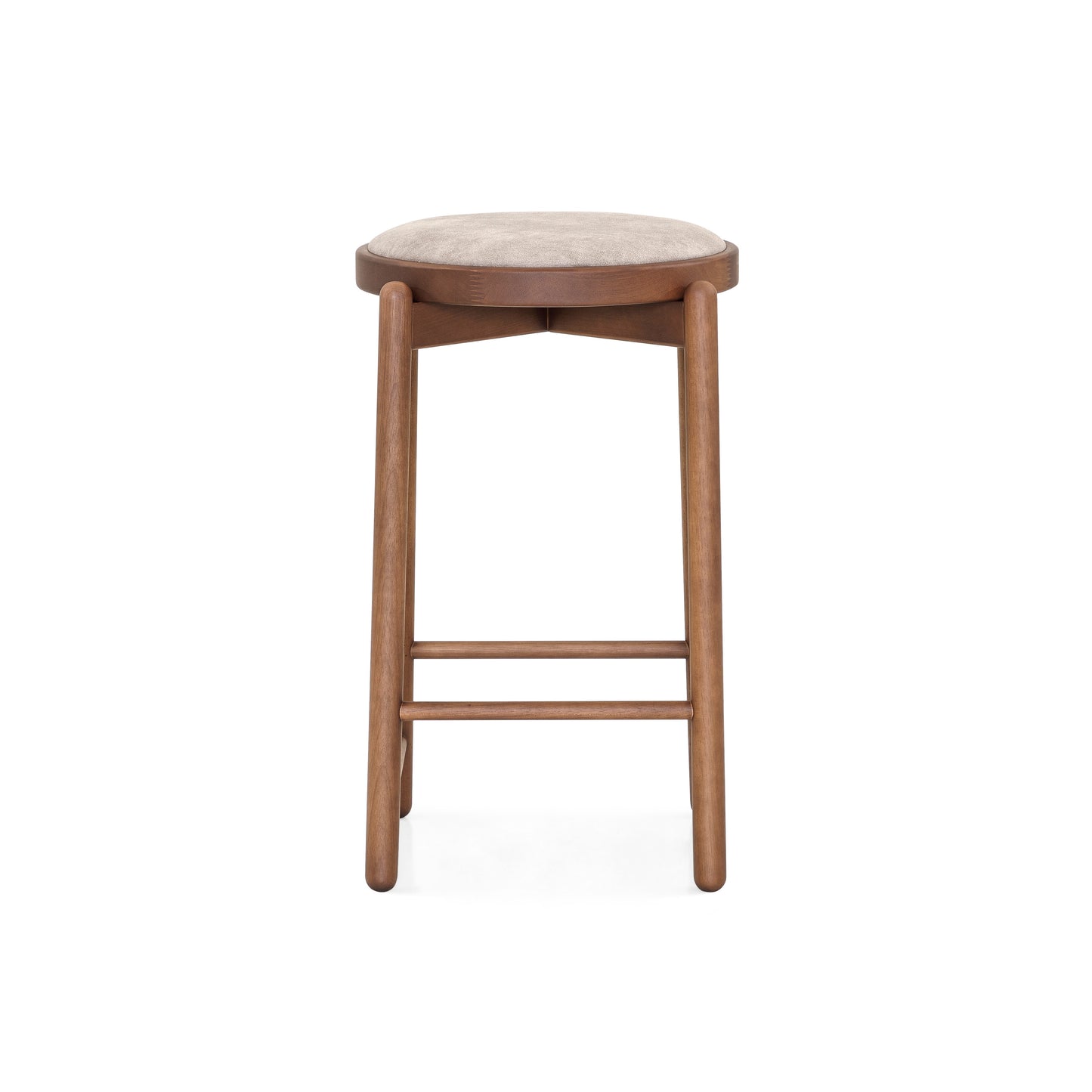 MARU Counter Height Stool in Walnut finish and Brown fabric