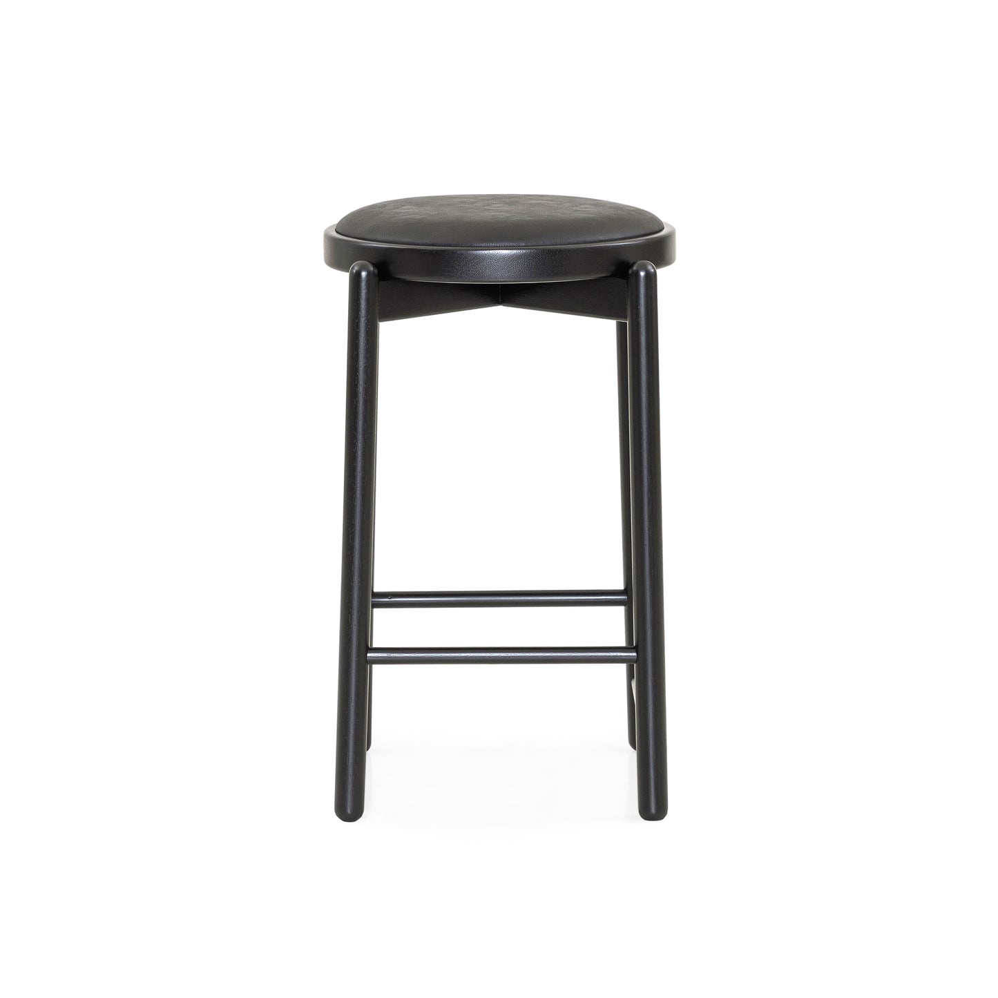 MARU Counter Height Stool in Black finish and Black faux leather