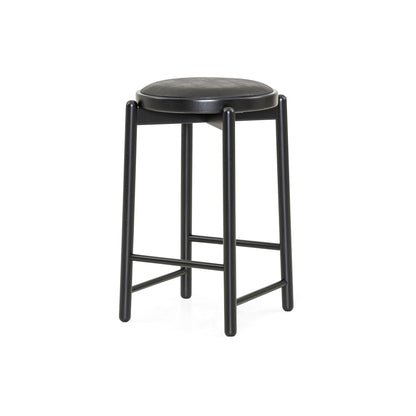 MARU Counter Height Stool in Black finish and Black faux leather