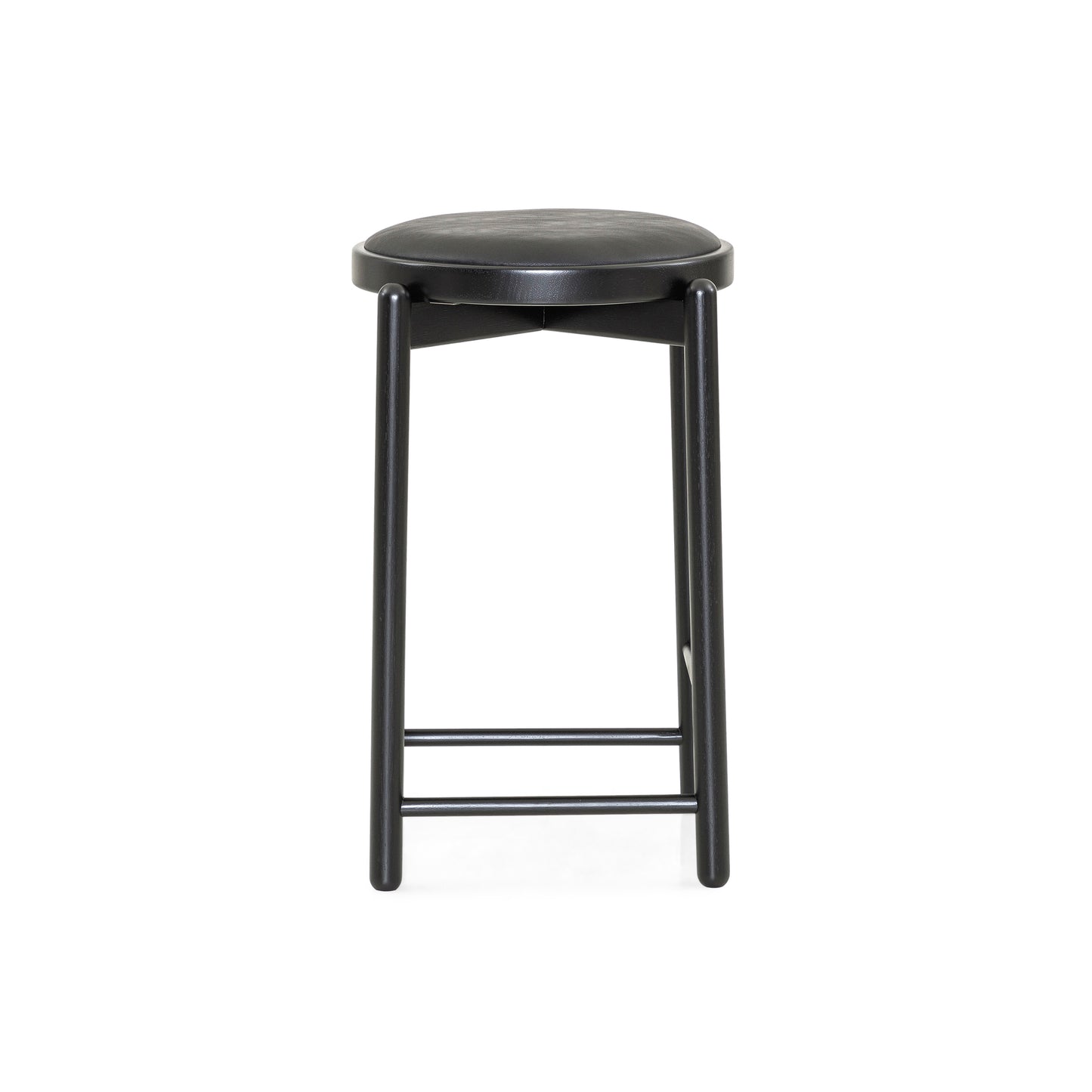 MARU Counter Height Stool in Black finish and Black faux leather