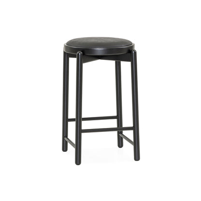 MARU Counter Height Stool in Black finish and Black faux leather