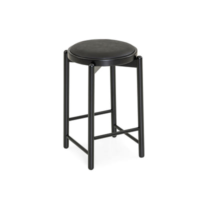 MARU Counter Height Stool in Black finish and Black faux leather