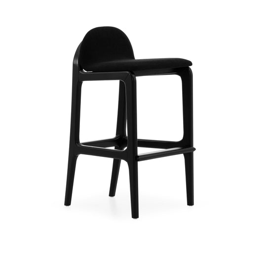 URA Bar Stool in Black Finish and Black Fabric