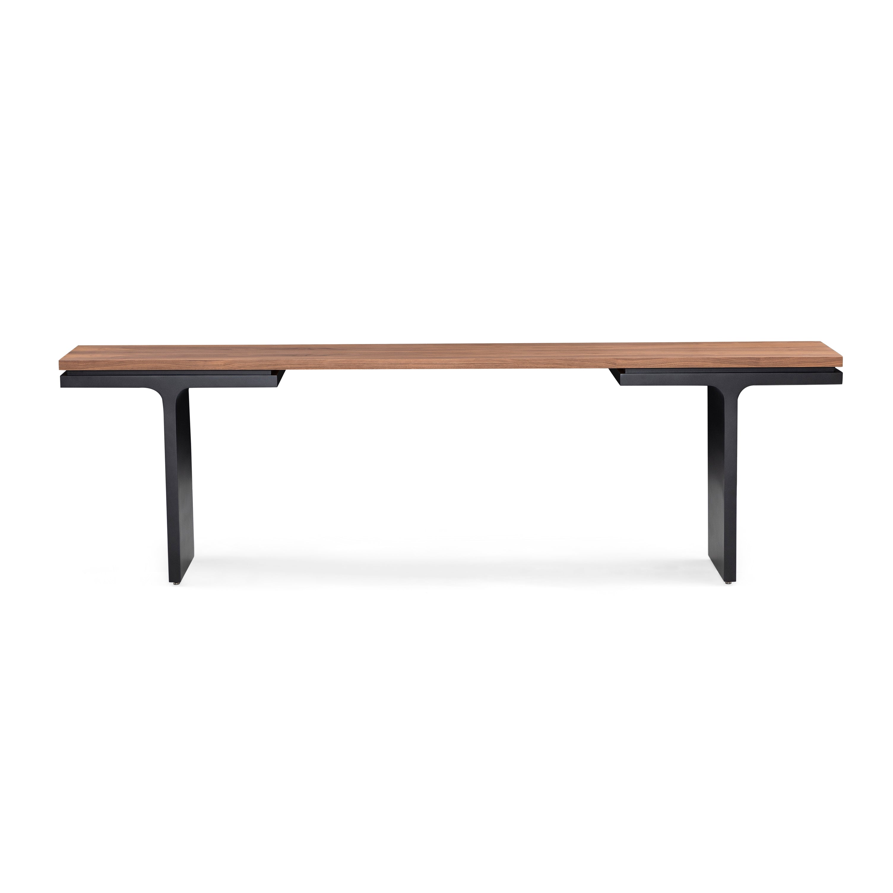 SQUARE Console Table 98" in Walnut and Black