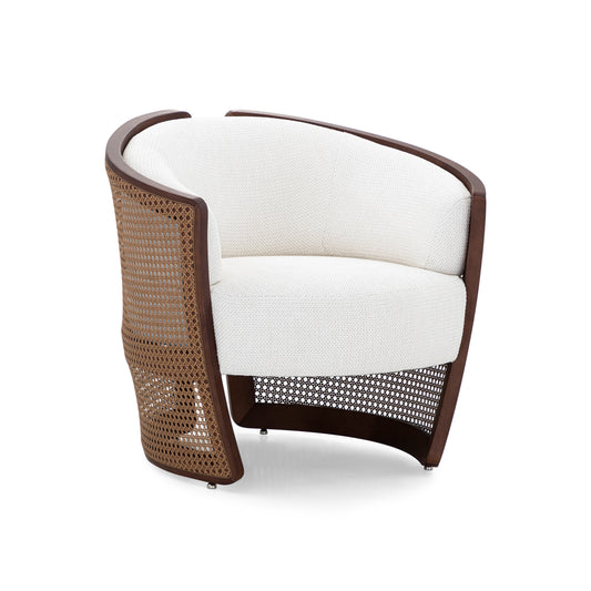 LIRIO Armchair In Walnut and Beige Fabric