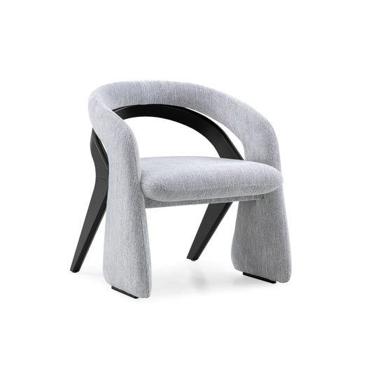 OLGA Dining Chair in Black Finish and Black and White Fabric