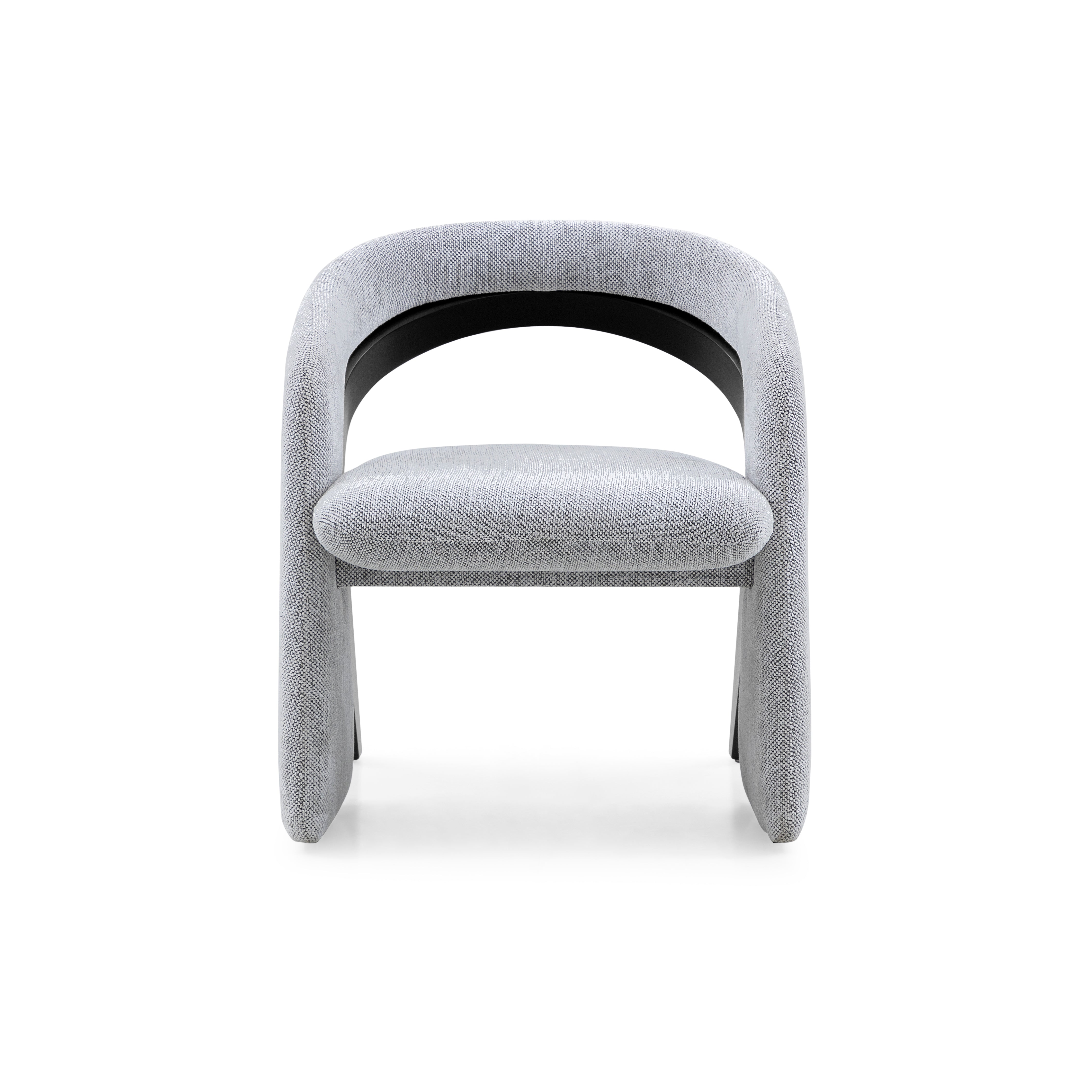OLGA Dining Chair in Black Finish and Black and White Fabric