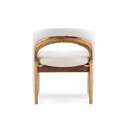 OLGA Dining Chair in Teak and White Boucle