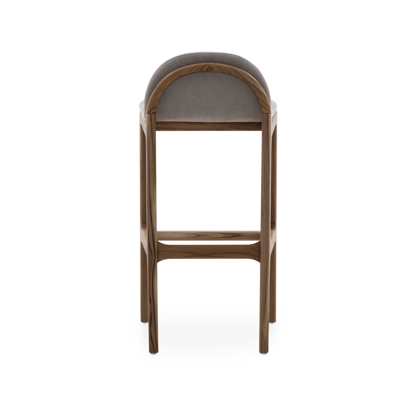 URA Bar Stool in Teak and Beige Fabric