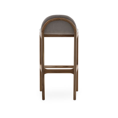 URA Counter Stool in Teak and Beige Fabric