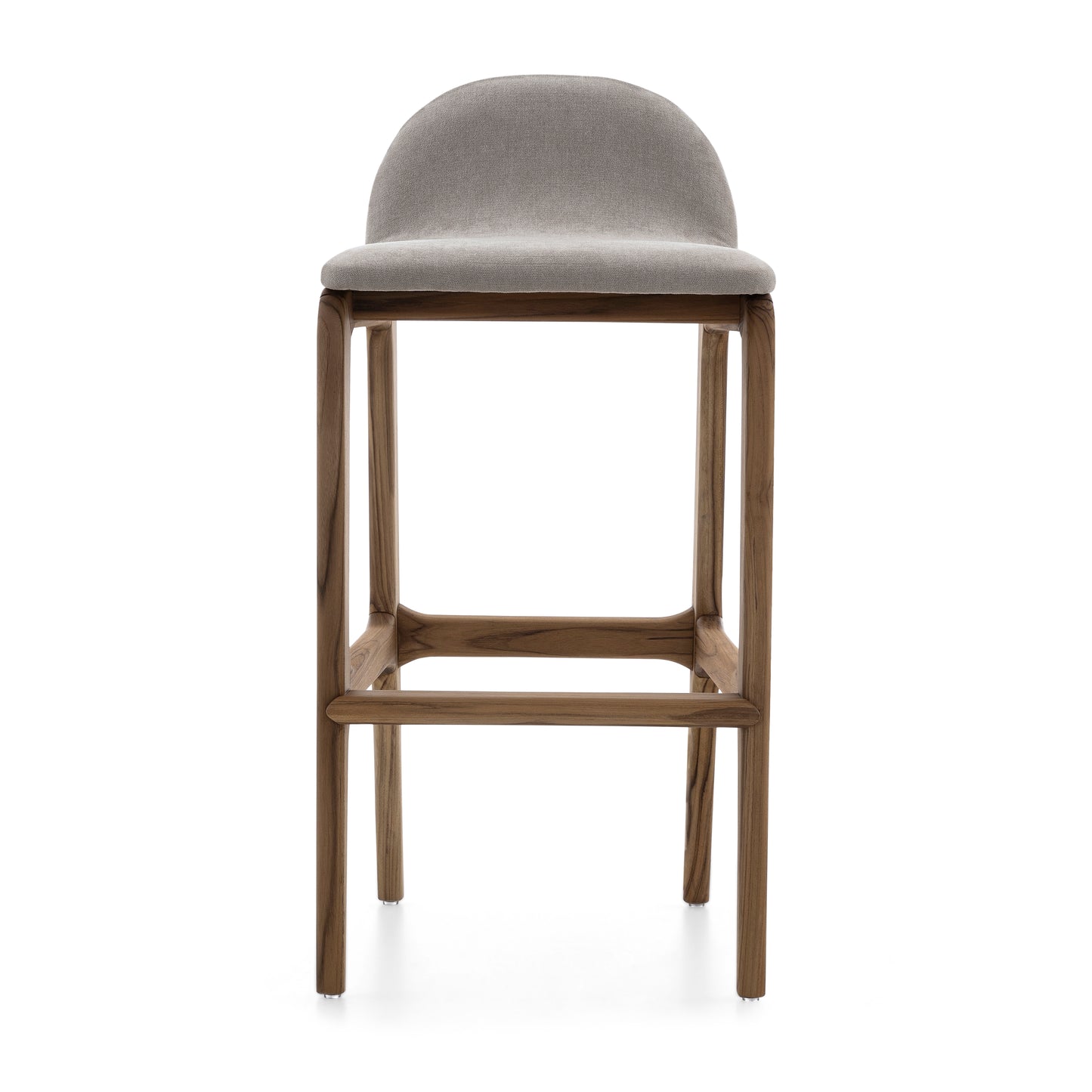 URA Counter Stool in Teak and Beige Fabric