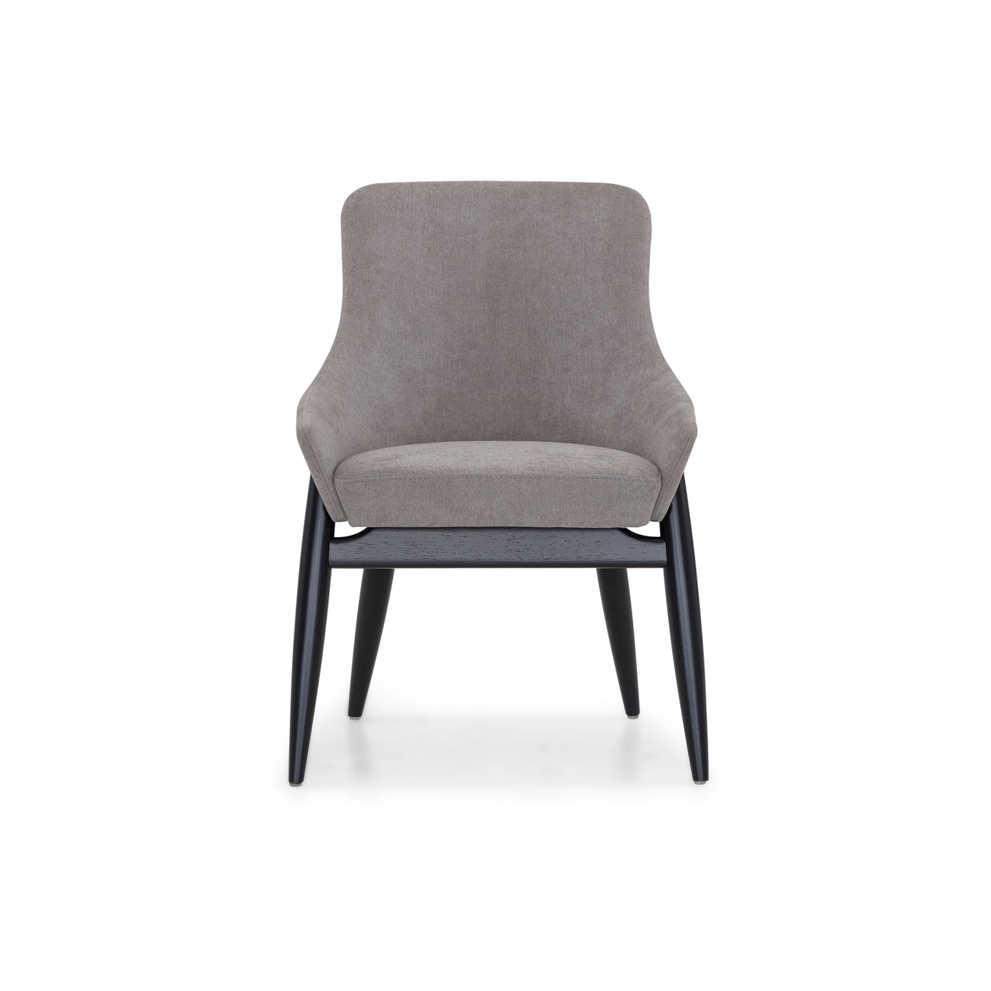 SHELL Upholstered Dining Chair in Black finish and Gray fabric