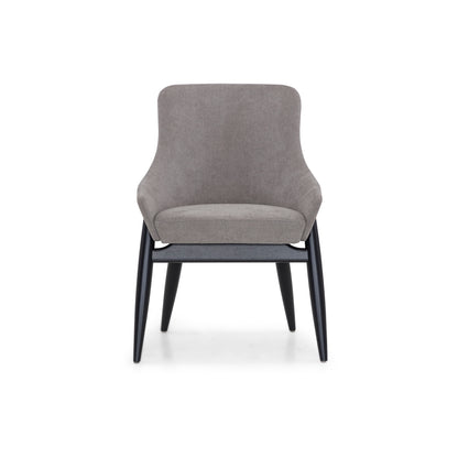 SHELL Upholstered Dining Chair in Black finish and Gray fabric