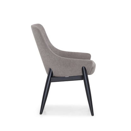 SHELL Upholstered Dining Chair in Black finish and Gray fabric