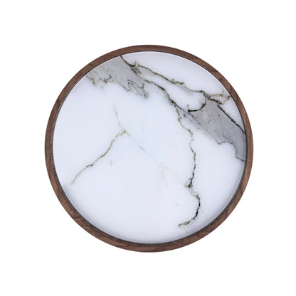 REGIA Coffee Table in Walnut and Graphite with White Carrara Glass 19"