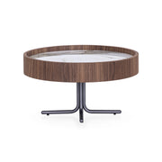 REGIA Coffee Table in Walnut and Graphite with White Carrara Glass 19"