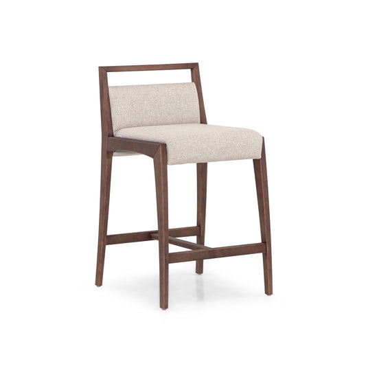 SOTTO Counter Stool in Walnut and Beige fabric