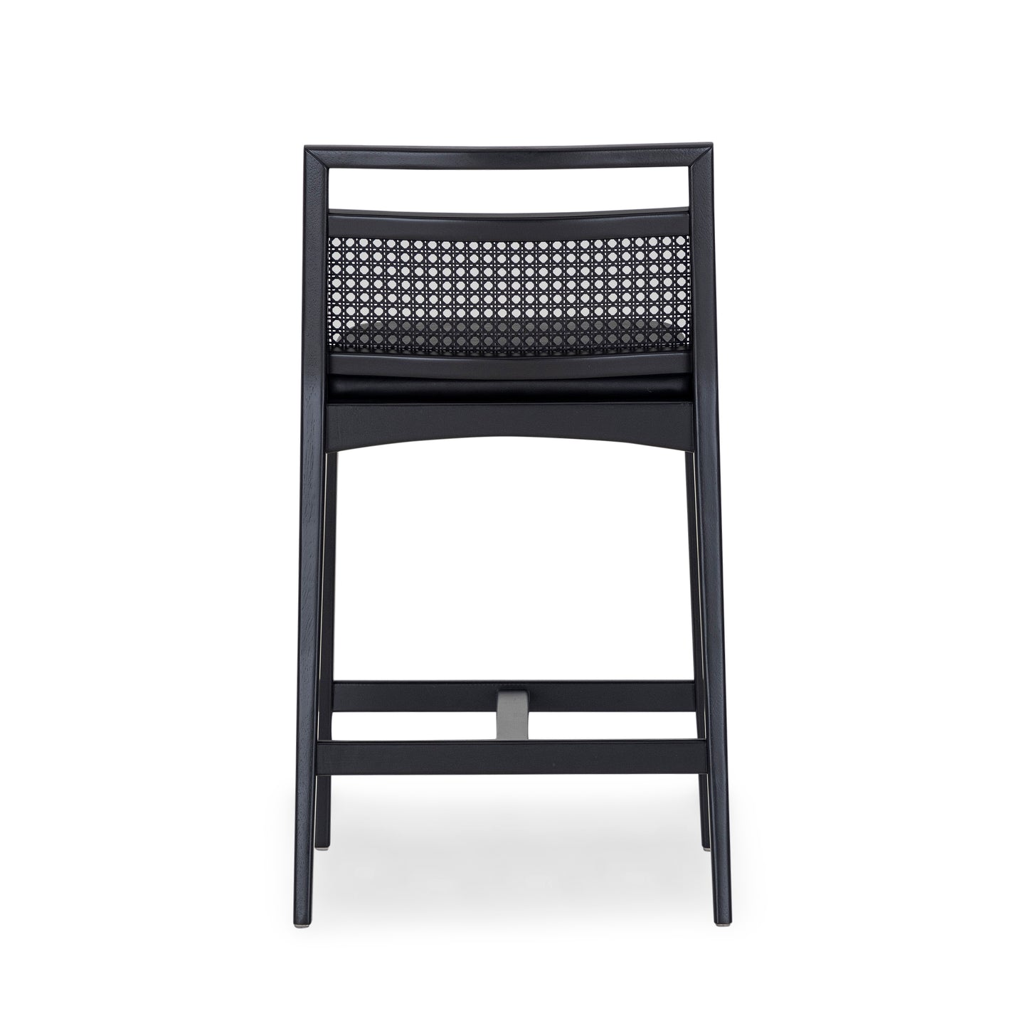 SOTTO Counter Stool in Black finish, Black Faux leather and Black cane