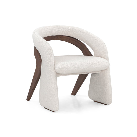 OLGA Dining Chair in Walnut and Off-White Boucle