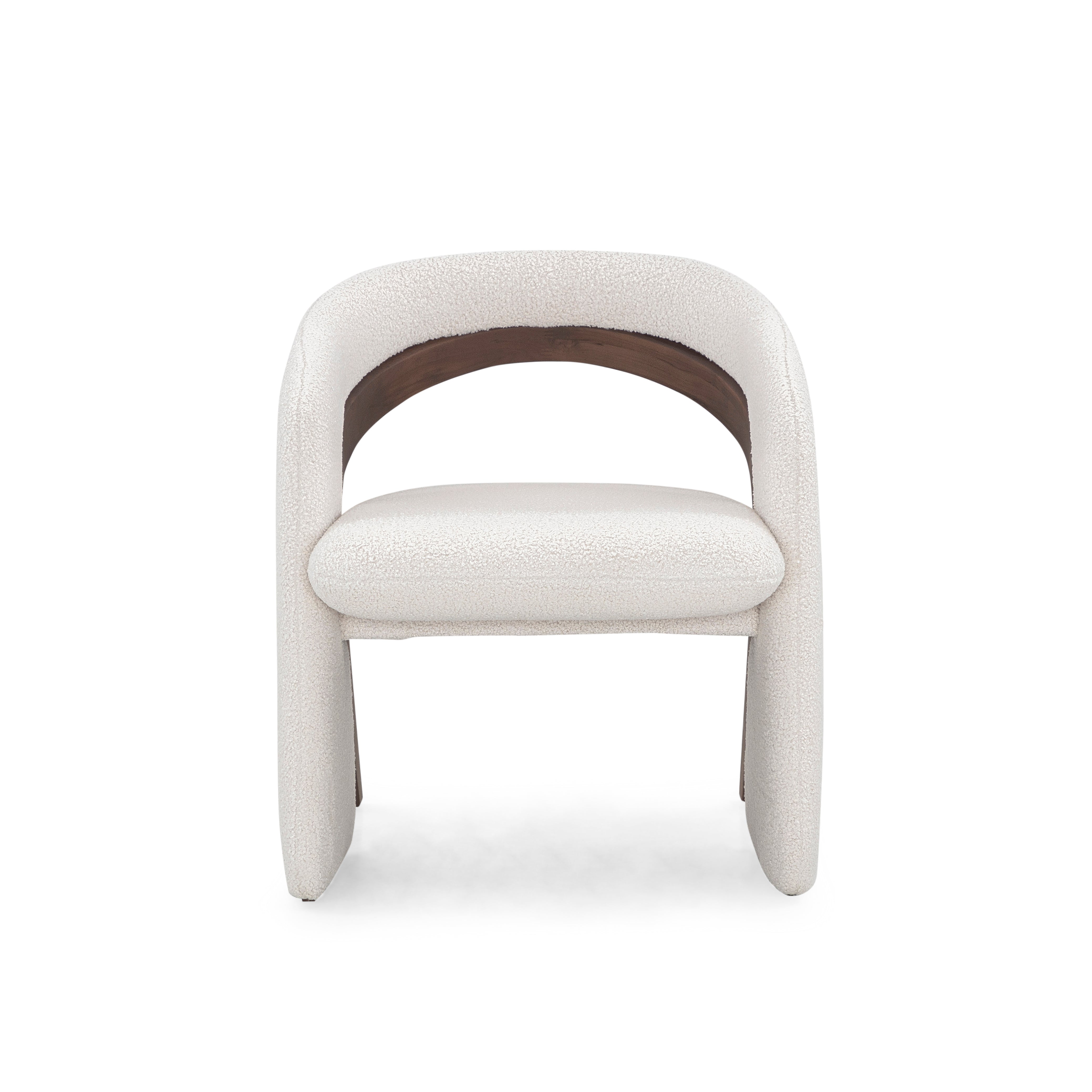 OLGA Dining Chair in Walnut and Off-White Boucle