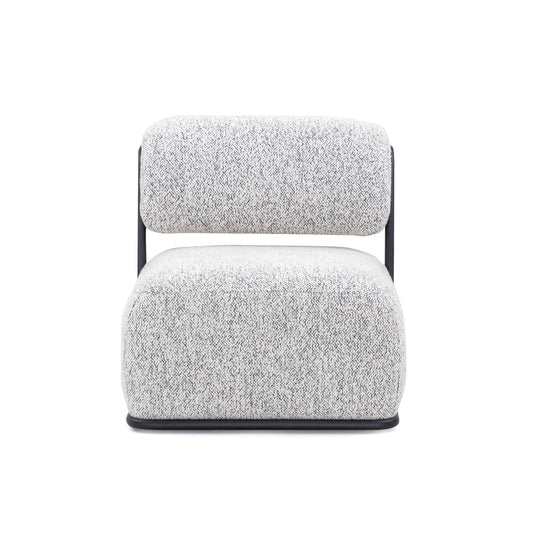 MONO Slipper Chair in Black Metal and White and Black fabric