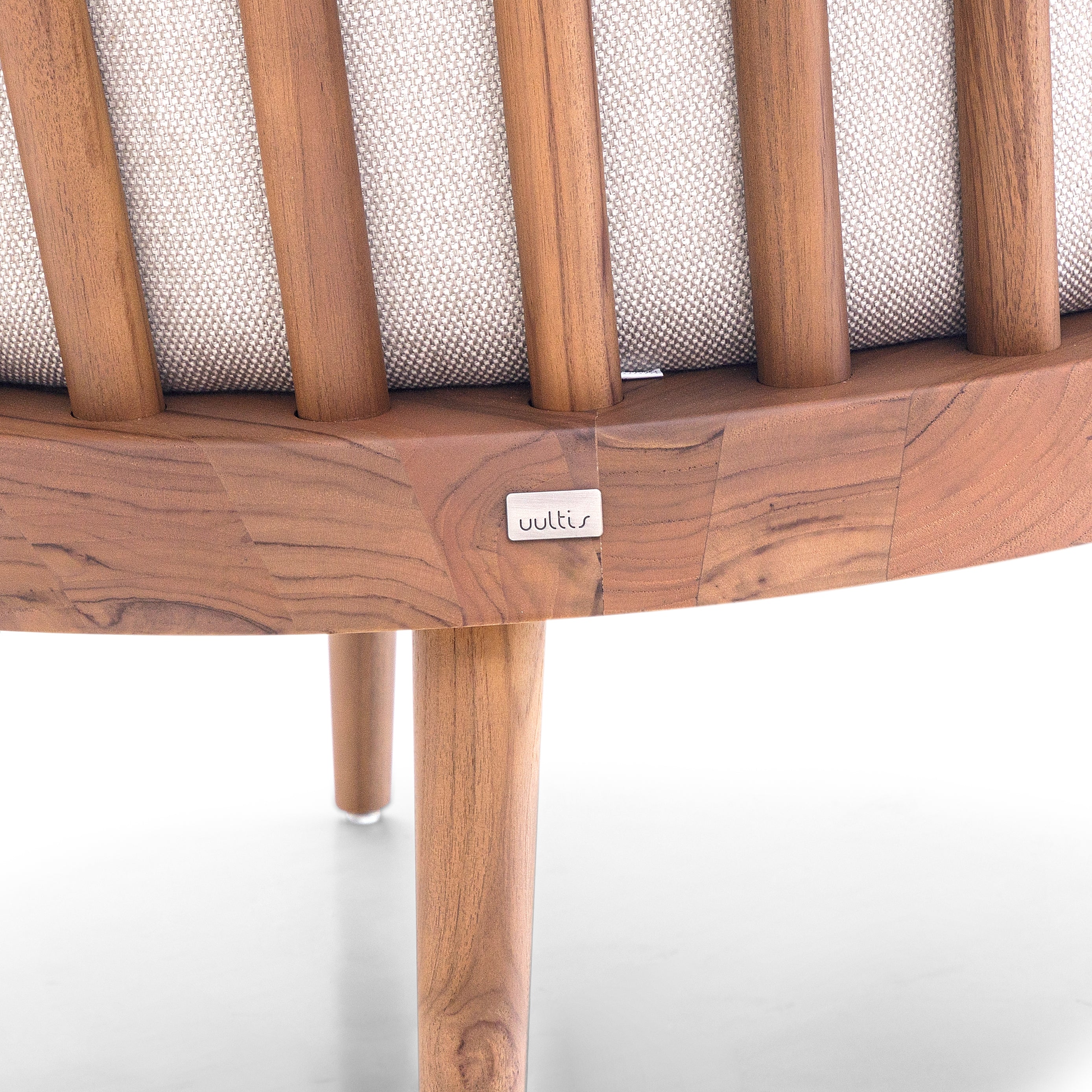 FANE Armchair in Walnut and Light Beige fabric