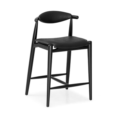 GRAIN Counter Stool in Black finish and Faux leather