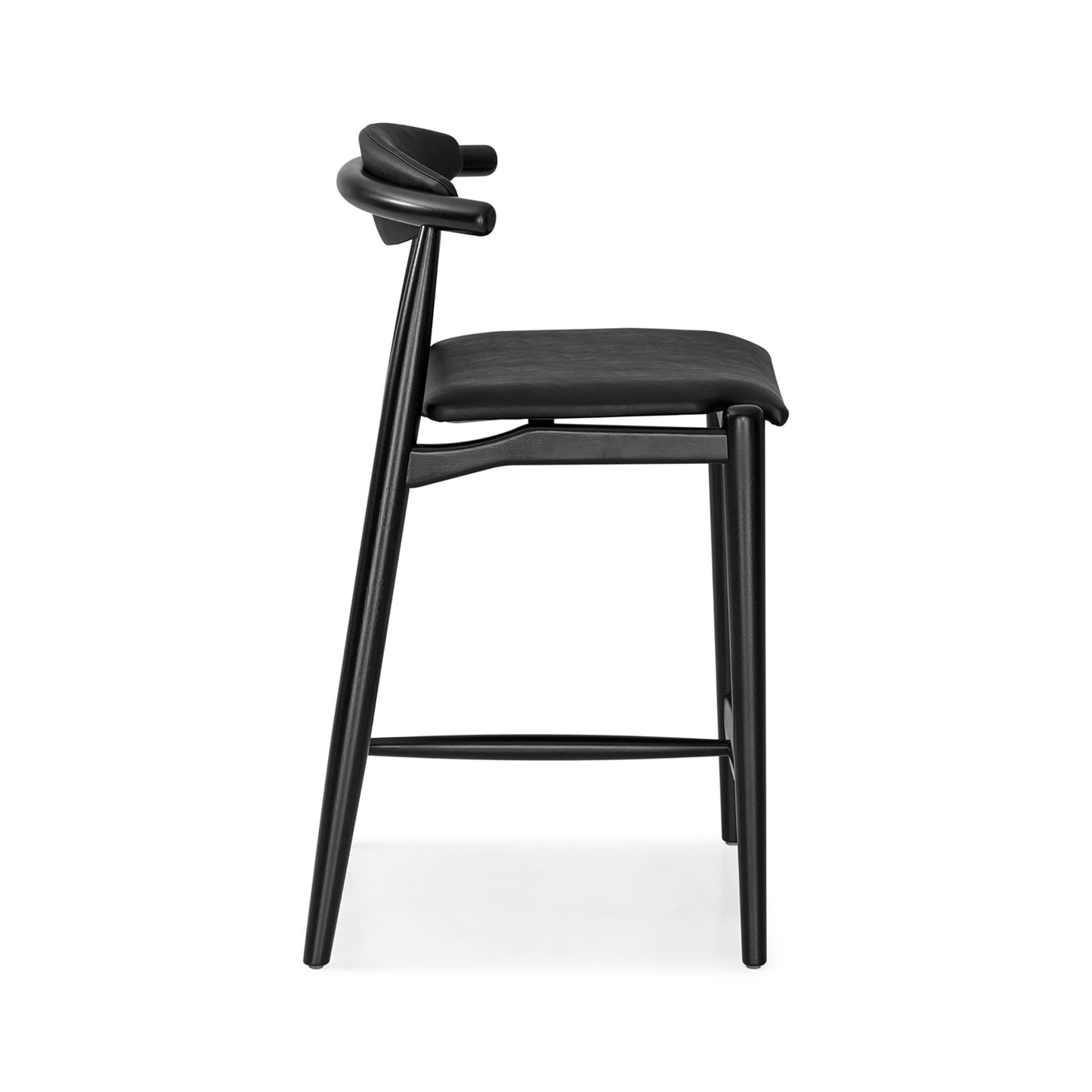 GRAIN Counter Stool in Black finish and Faux leather