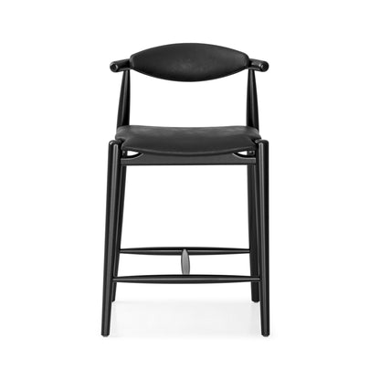 GRAIN Counter Stool in Black finish and Faux leather