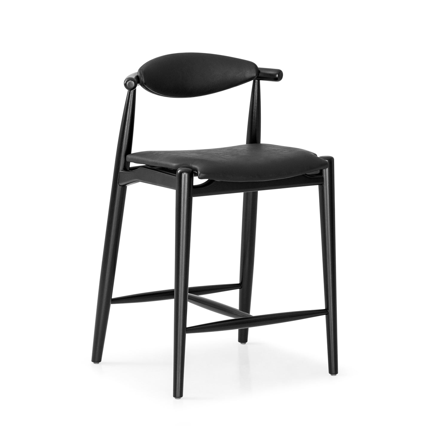 GRAIN Counter Stool in Black finish and Faux leather