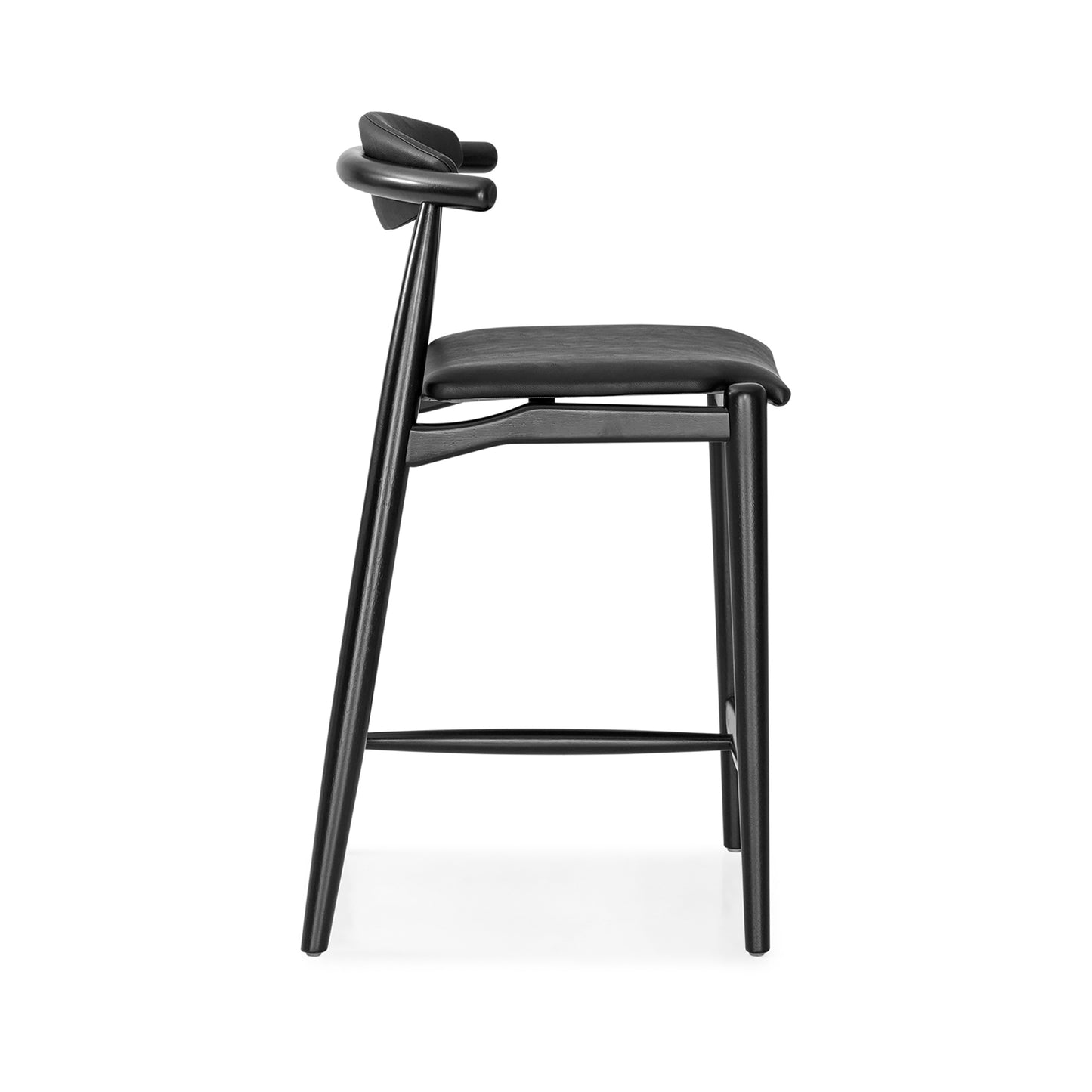 GRAIN Counter Stool in Black finish and Faux leather