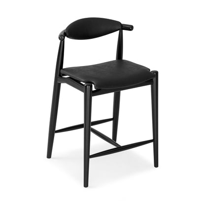 GRAIN Counter Stool in Black finish and Faux leather