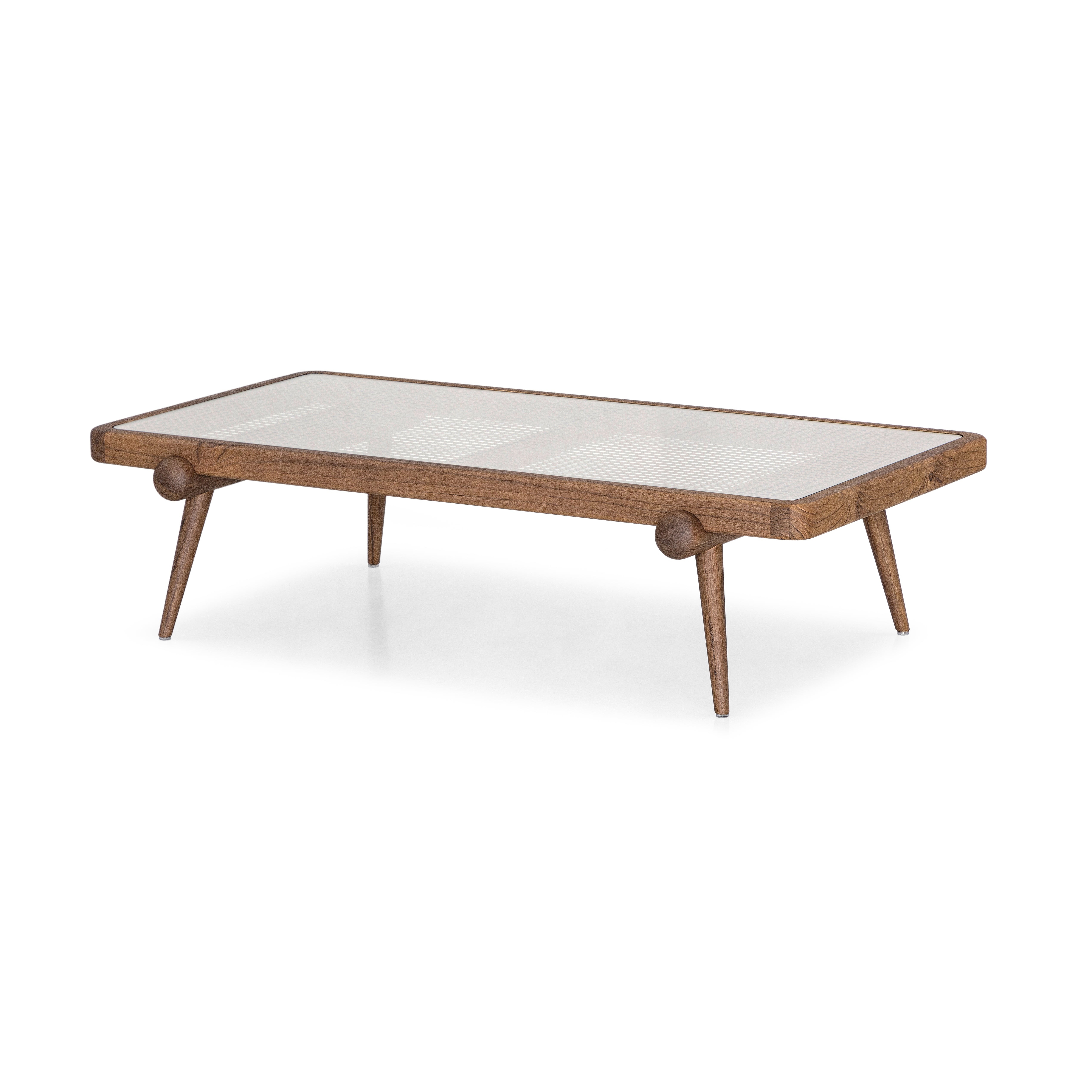 PLOT Coffee Table 47" in Walnut and Walnut Cane