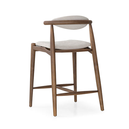 GRAIN Counter Stool in Walnut finish and Beige fabric