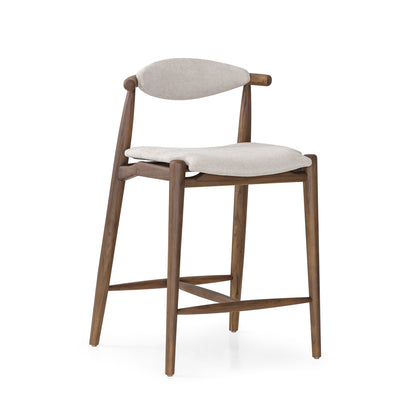 GRAIN Counter Stool in Walnut finish and Beige fabric